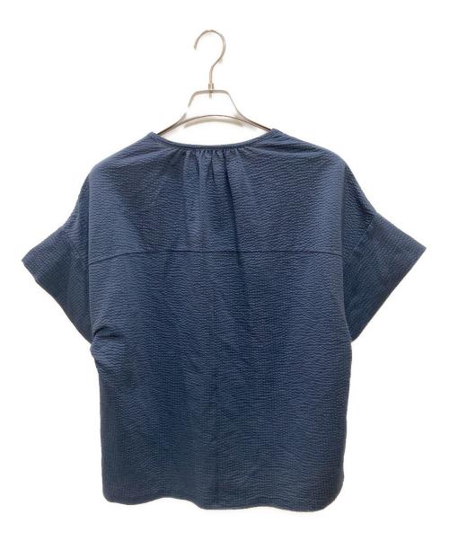 theory luxe（セオリーリュクス）theory luxe (セオリーリュクス) シアサッカーストレッチブラウス ネイビー サイズ:Mの古着・服飾アイテム