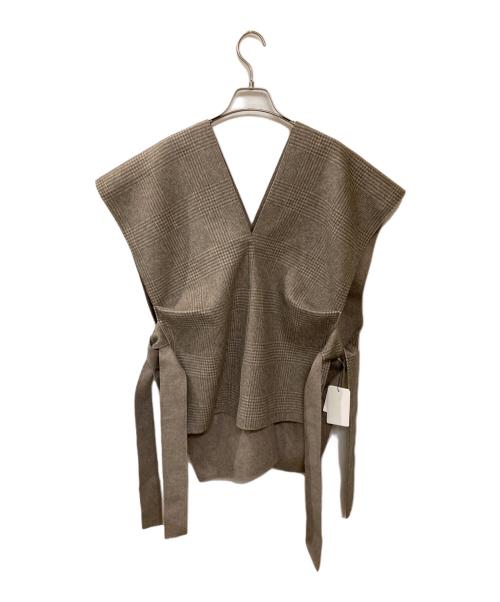 YORI（ヨリ）yori (ヨリ) チェックウールベスト ブラウン サイズ:FREEの古着・服飾アイテム