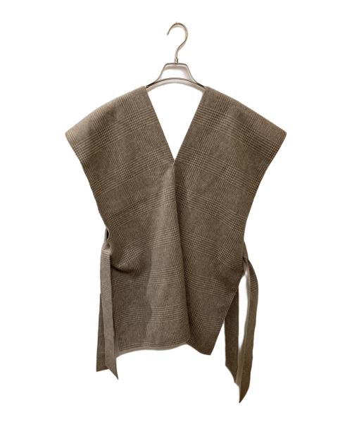 YORI（ヨリ）yori (ヨリ) チェックウールベスト ブラウン サイズ:FREEの古着・服飾アイテム
