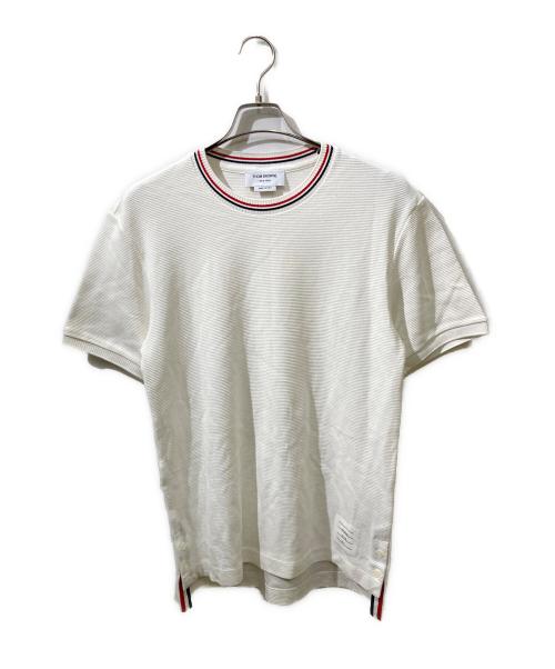 Thom Browne（トムブラウン）Thom Browne (トムブラウン) アイコンカラーリブワッフルTシャツ ホワイト サイズ:2の古着・服飾アイテム
