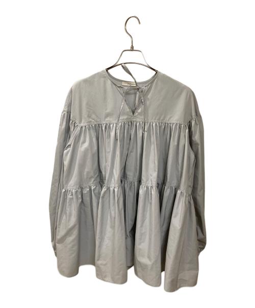 YORI（ヨリ）yori (ヨリ) ギャザーフリルブラウス グレー サイズ:FREEの古着・服飾アイテム