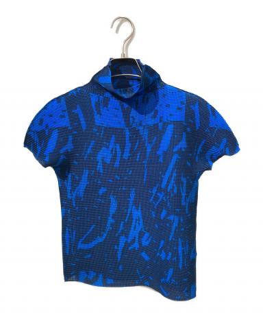 PLEATS PLEASE カットソー　半袖　イッセイミヤケme シワ加工　青 中古・古着通販】me ISSEY MIYAKE (ミーイッセイ ミヤケ) 半袖プリーツ