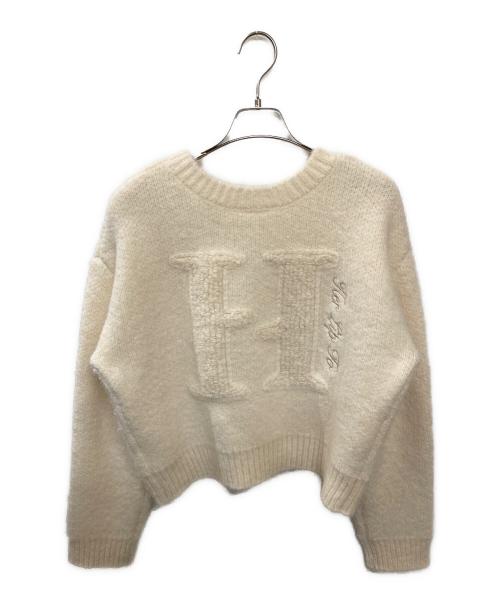 HER LIP TO（ハーリップトゥ）HER LIP TO (ハーリップトゥ) H Boa Logo Knit Pullover アイボリー サイズ:FREEの古着・服飾アイテム