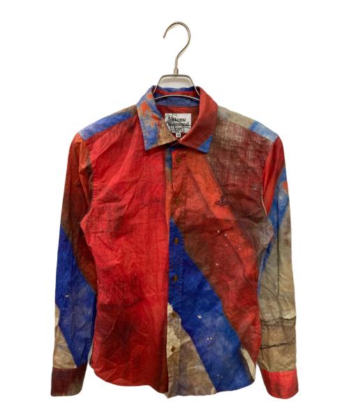 Vivienne Westwood man（ヴィヴィアン ウェストウッド マン）Vivienne Westwood man (ヴィヴィアン ウェストウッド マン) オーブ刺繍プリントデザインシャツ レッド サイズ:44の古着・服飾アイテム