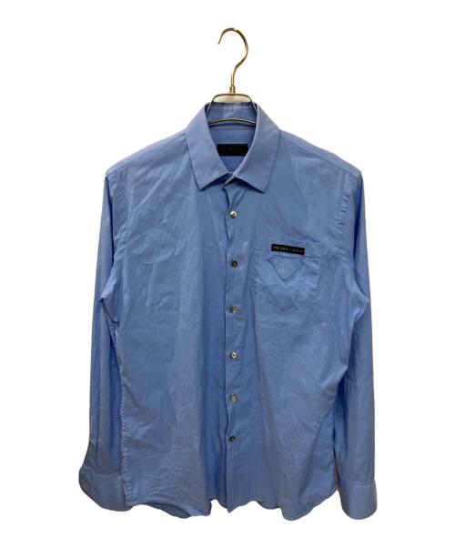 PRADA（プラダ）PRADA (プラダ) 三角ロゴブロードシャツ ブルー サイズ:38-15 1/2の古着・服飾アイテム