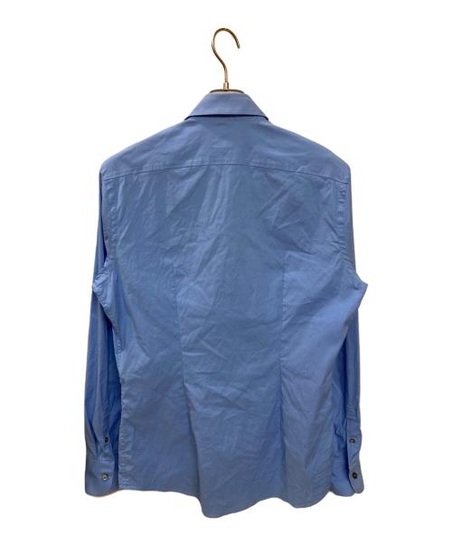 PRADA（プラダ）PRADA (プラダ) 三角ロゴブロードシャツ ブルー サイズ:38-15 1/2の古着・服飾アイテム