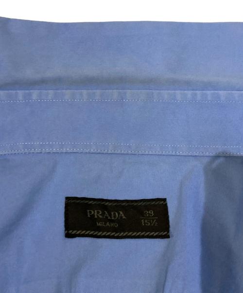 PRADA（プラダ）PRADA (プラダ) 三角ロゴブロードシャツ ブルー サイズ:38-15 1/2の古着・服飾アイテム