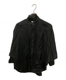 UNION LAUNCH（ユニオンランチ）の古着「ノーカラーリネンドルマンシャツ」｜ブラック