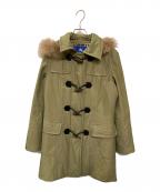 BURBERRY BLUE LABELバーバリーロンドンブルーレーベル）の古着「ファー付き裏地チェック中綿ナイロンコート」｜オリーブ