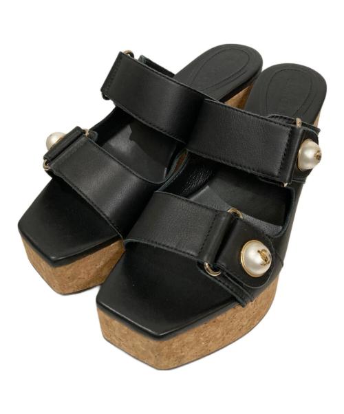 JIMMY CHOO（ジミーチュウ）JIMMY CHOO (ジミーチュウ) FAYENCE WEDGE 95 ブラック サイズ:38の古着・服飾アイテム