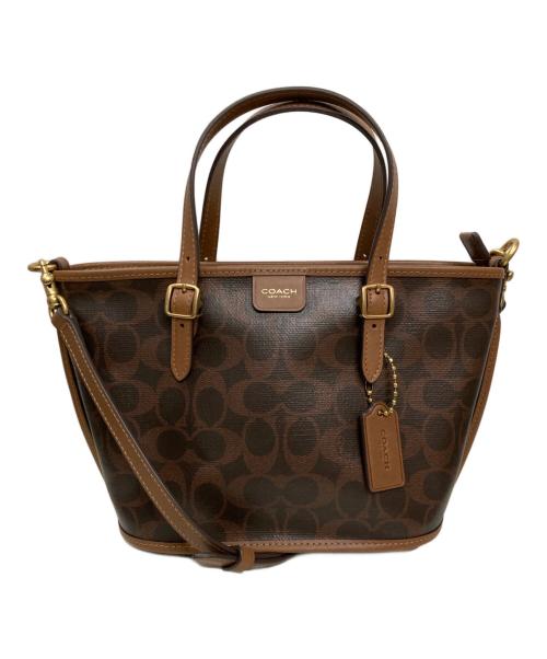 COACH（コーチ）COACH (コーチ) タクシー トート バッグ 21・シグネチャー キャンバス ブラウンの古着・服飾アイテム