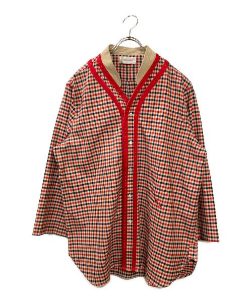 WALES BONNER（ウェールズボナー）WALES BONNER (ウェールズボナー) ベースボールシャツ ブラウン×レッド サイズ:52の古着・服飾アイテム