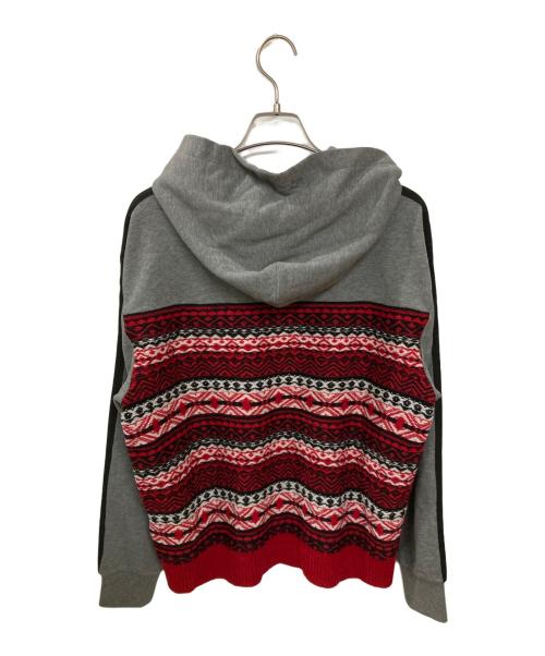 N°21（ヌメロヴェントゥーノ）N°21 (ヌメロヴェントゥーノ) ドッキングニットパーカー グレー×レッド サイズ:14の古着・服飾アイテム
