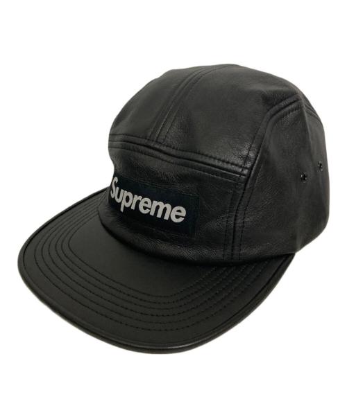 SUPREME（シュプリーム）Supreme (シュプリーム) Leather Camp Cap ブラックの古着・服飾アイテム