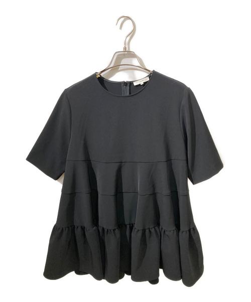 YORI（ヨリ）YORI (ヨリ) ハーフスリーブティアードブラウス ブラック サイズ:Mの古着・服飾アイテム