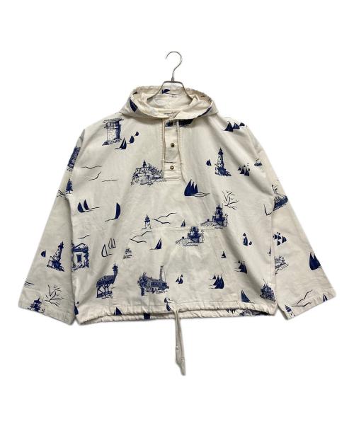 MICHIGAN RAG CO（ミシガンラグ）MICHIGAN RAG CO (ミシガンラグ) プリントフードジャケット ホワイト サイズ:Lの古着・服飾アイテム