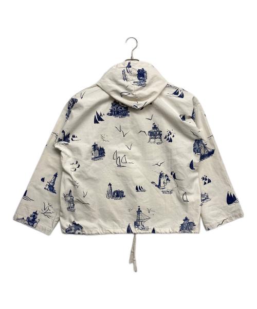 MICHIGAN RAG CO（ミシガンラグ）MICHIGAN RAG CO (ミシガンラグ) プリントフードジャケット ホワイト サイズ:Lの古着・服飾アイテム