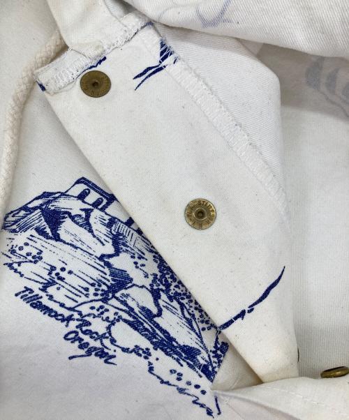 MICHIGAN RAG CO（ミシガンラグ）MICHIGAN RAG CO (ミシガンラグ) プリントフードジャケット ホワイト サイズ:Lの古着・服飾アイテム