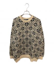 POLO RALPH LAUREN（ポロ・ラルフローレン）の古着「コットンリネン総柄ニット」｜ベージュ