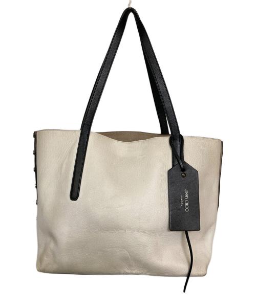 JIMMY CHOO（ジミーチュウ）JIMMY CHOO (ジミーチュウ) スタッズレザートートバッグ ホワイトの古着・服飾アイテム