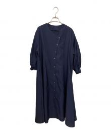 Loulou Willoughby（ルルウィルビー）の古着「ヴィンテージオーガンパフワンピース」｜ネイビー