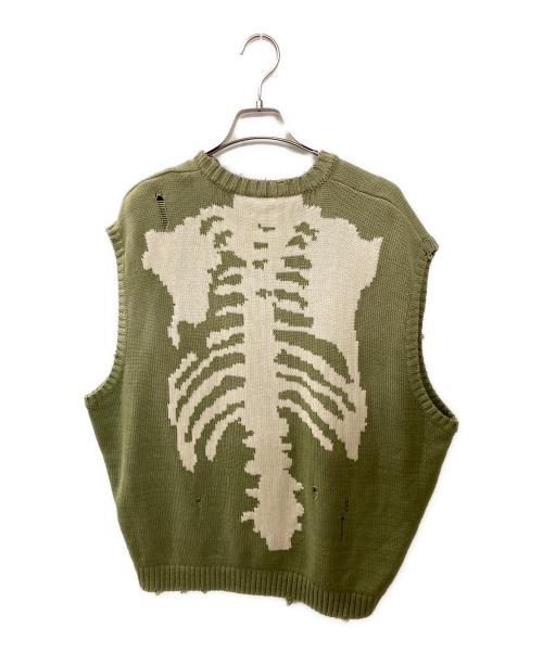 KAPITAL（キャピタル）KAPITAL (キャピタル) 5G Knit Bone Vest カーキ サイズ:XXLの古着・服飾アイテム