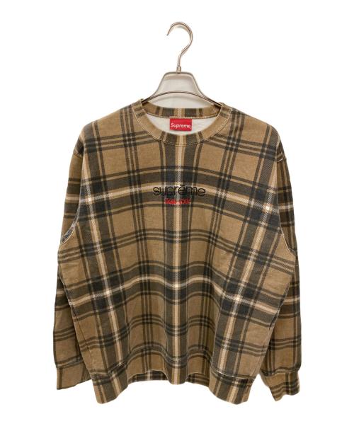 SUPREME（シュプリーム）Supreme (シュプリーム) plaid crewneck ブラウン サイズ:Sの古着・服飾アイテム
