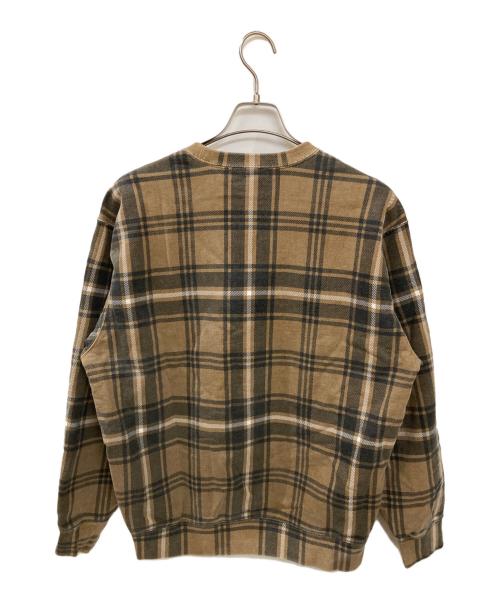 SUPREME（シュプリーム）Supreme (シュプリーム) plaid crewneck ブラウン サイズ:Sの古着・服飾アイテム