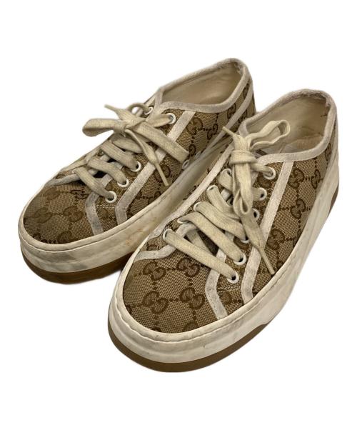 GUCCI（グッチ）GUCCI (グッチ) TENNIS 1977 GGキャンバス ローカットスニーカー ベージュ サイズ:37の古着・服飾アイテム