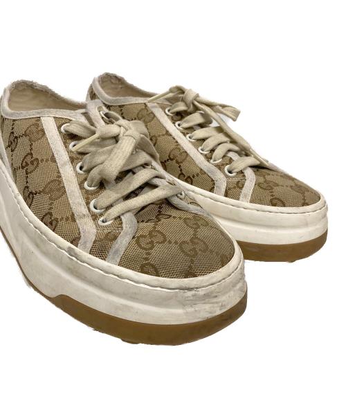 GUCCI（グッチ）GUCCI (グッチ) TENNIS 1977 GGキャンバス ローカットスニーカー ベージュ サイズ:37の古着・服飾アイテム