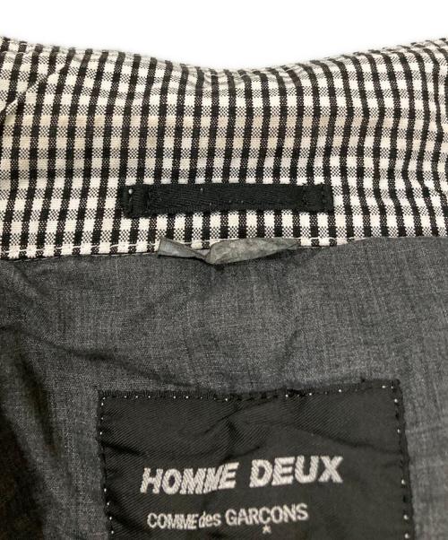 COMME des GARCONS HOMME DEUX（コムデギャルソン オム ドゥ）COMME des GARCONS HOMME DEUX (コムデギャルソン オム ドゥ) リネンポリテーラードジャケット ホワイト×ブラック サイズ:XSの古着・服飾アイテム