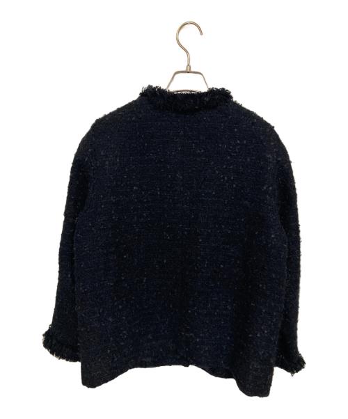 UNITED ARROWS（ユナイテッドアローズ）UNITED ARROWS (ユナイテッドアローズ) ファンシーツイード ノーカラー ジャケット ネイビー サイズ:38の古着・服飾アイテム