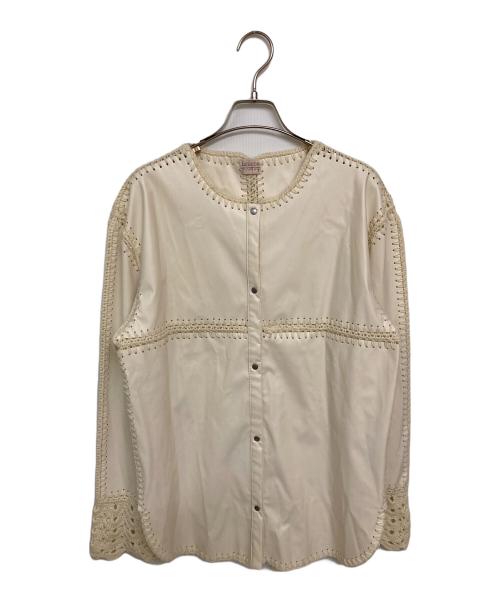 babaco（ババコ）babaco (ババコ) Faux Leather/Crochet Shirt アイボリー サイズ:FREEの古着・服飾アイテム