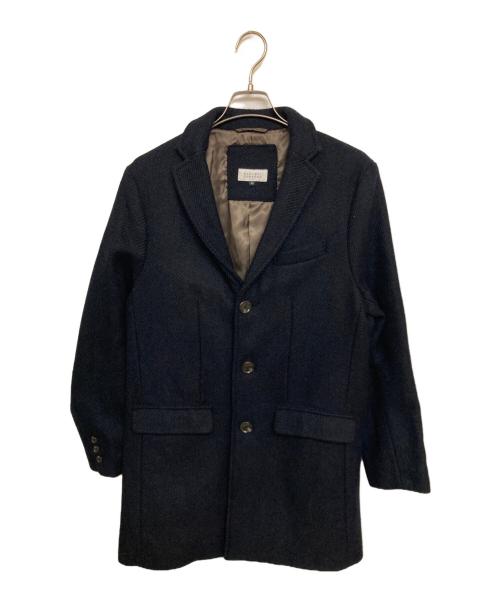 BARNEYS NEWYORK（バーニーズ・ニューヨーク）BARNEYS NEWYORK (バーニーズ・ニューヨーク) ポリウールツイードチェスターコート ネイビー サイズ:Lの古着・服飾アイテム