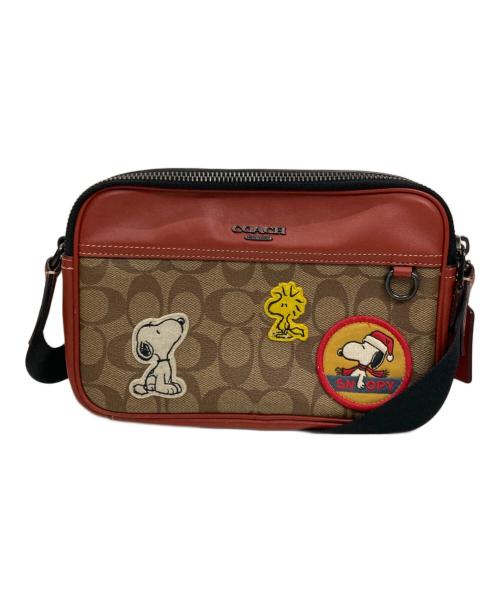 COACH（コーチ）COACH (コーチ) PEANUTS (ピーナッツ) グラハム クロスボディ・シグネチャー キャンバス・パッチ ブラウンの古着・服飾アイテム