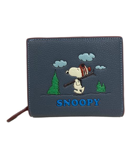 COACH（コーチ）COACH (コーチ) PEANUTS (ピーナッツ) スナップ ウォレット・スヌーピー スキー モチーフ ネイビーの古着・服飾アイテム