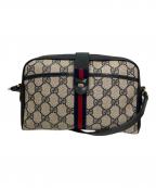 GUCCIグッチ）の古着「GG柄ショルダーバッグ」｜ブラック×ベージュ