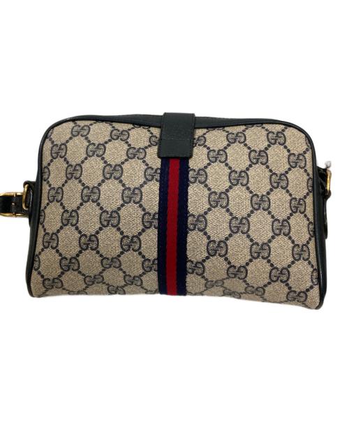 GUCCI（グッチ）GUCCI (グッチ) GG柄ショルダーバッグ ブラック×ベージュの古着・服飾アイテム