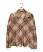 Richman BROTHERSリッチマンブラザーズ）の古着「70's透かし模様総柄オープンカラーシャツ」｜ベージュ