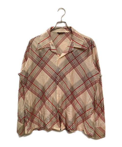 Richman BROTHERS（リッチマンブラザーズ）Richman BROTHERS (リッチマンブラザーズ) 70's透かし模様総柄オープンカラーシャツ ベージュ サイズ:17−17 1/2の古着・服飾アイテム
