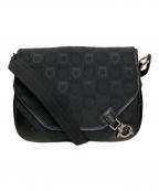 Salvatore Ferragamoサルヴァトーレ フェラガモ）の古着「ガンチーニキャンバスショルダーバッグ」｜ブラック