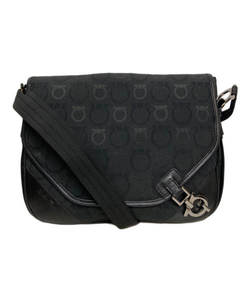 Salvatore Ferragamo（サルヴァトーレ フェラガモ）Salvatore Ferragamo (サルヴァトーレ フェラガモ) ガンチーニキャンバスショルダーバッグ ブラックの古着・服飾アイテム