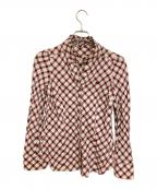 BURBERRY BLUE LABELバーバリー ブルー レーベル）の古着「フリルカラーチェックシャツ」｜ベージュ×レッド