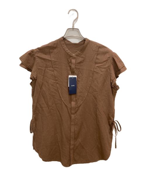 SHIPS（シップス）SHIPS (シップス) フリルスリーブシャツ ブラウン サイズ:Free 未使用品の古着・服飾アイテム