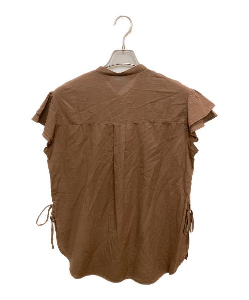 SHIPS（シップス）SHIPS (シップス) フリルスリーブシャツ ブラウン サイズ:Free 未使用品の古着・服飾アイテム