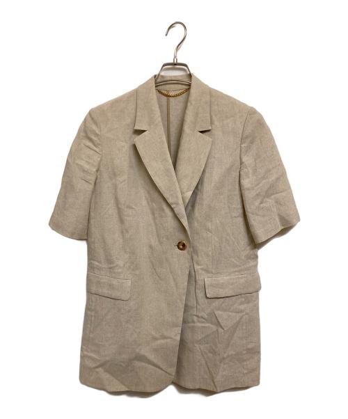 journal standard L'essage（ジャーナルスタンダード レサージュ）journal standard L'essage (ジャーナルスタンダード レサージュ) リネンストレッチハーフスリーブジャケット ベージュ サイズ:FREEの古着・服飾アイテム