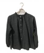 nest Robeネストローブ）の古着「リネンフリルカラーブラウス」｜ブラック