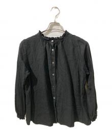 nest Robe（ネストローブ）の古着「リネンフリルカラーブラウス」｜ブラック