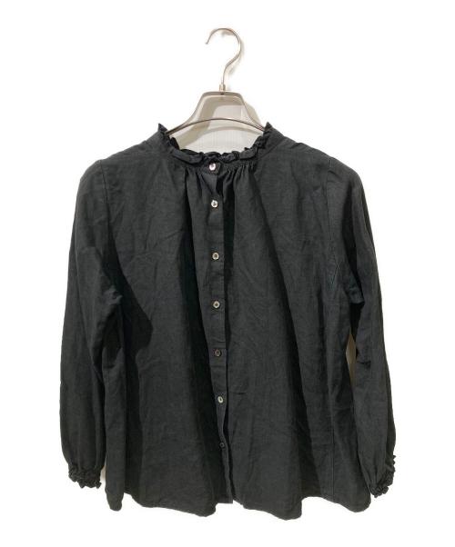 nest Robe（ネストローブ）nest Robe (ネストローブ) リネンフリルカラーブラウス ブラック サイズ:なしの古着・服飾アイテム