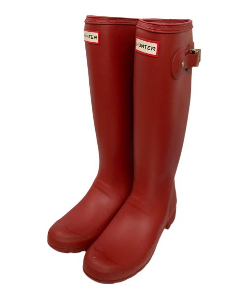 HUNTER（ハンター）HUNTER (ハンター) ロングレインブーツ レッド サイズ:24cmの古着・服飾アイテム